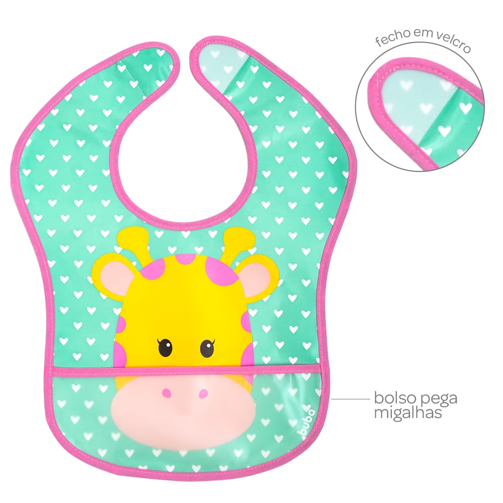 Babador Girafinha Com Bolso Impermeável