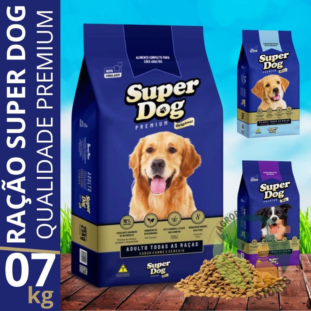 Ração para Cachorro Super Dog Premium 7Kg Alimento para Cães Adulto ou Filhote