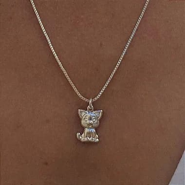 Pingente Mini Gatinho - PRATA - 5un