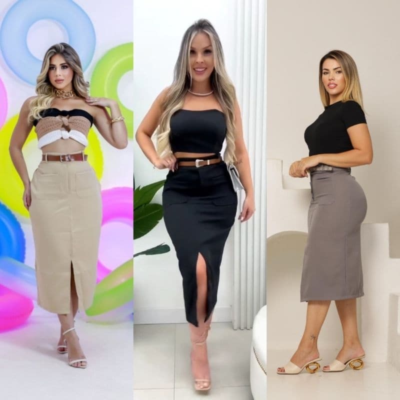 SAIA MIDI EVANGÉLICA BOLSO FRONTAL TECIDO ALFATARIA