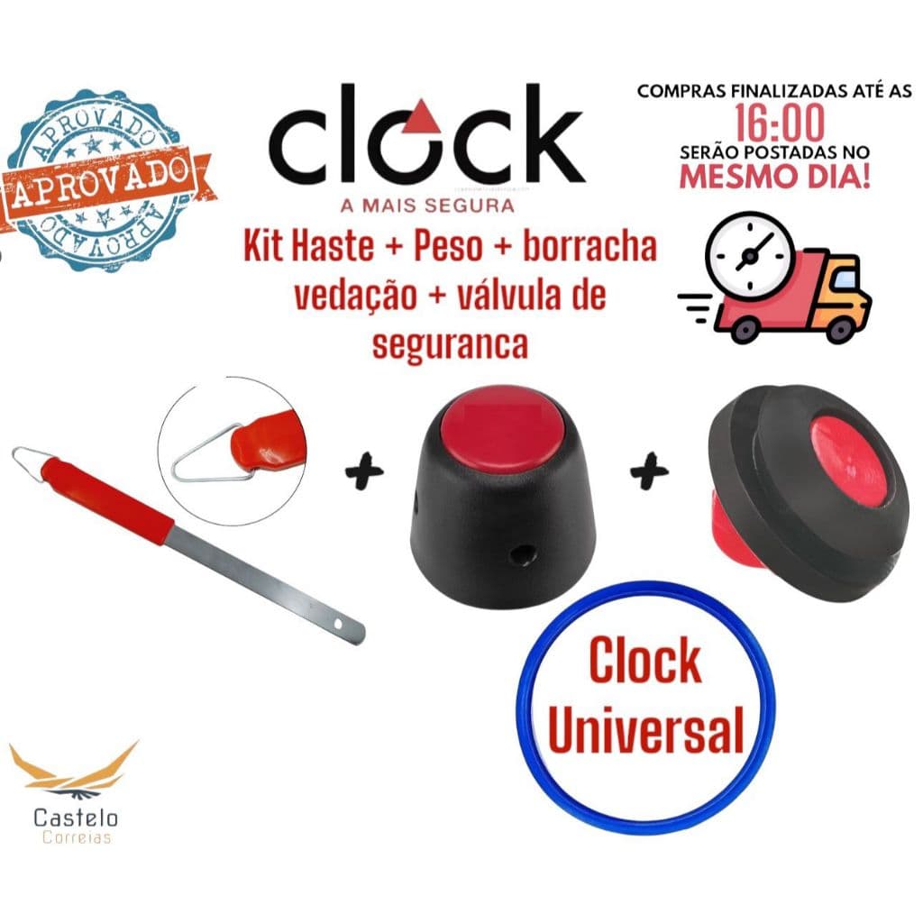 Kit Haste Clock + Peso + Borracha Vedação 4,5 lts + Valvula de segurança