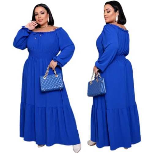 Vestido Plus Size Longo Moda Evangelica Com Lastex Ombro a Ombro Moda Blogueira Tendencia Inverno