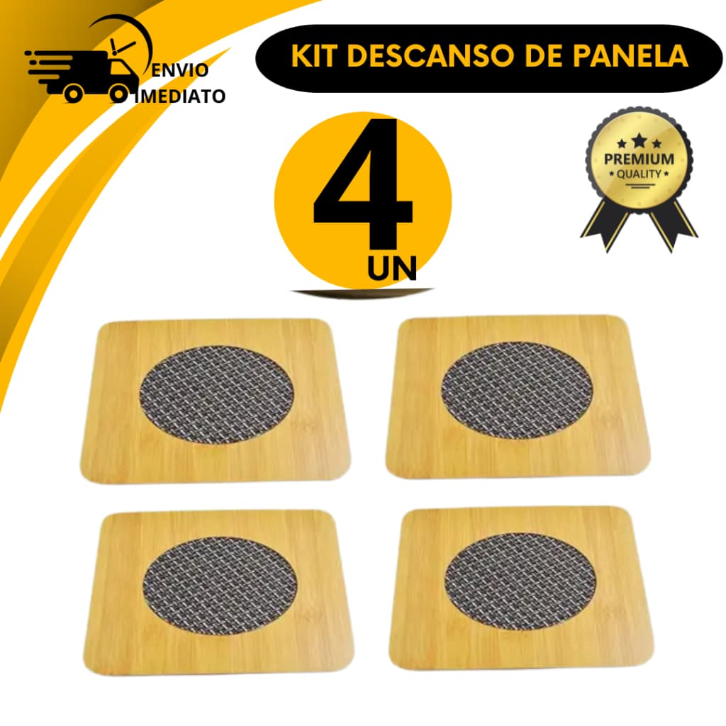 Kit 4 Descanso de Panela MDF Proteção para Mesa Apoio para Panela Quente Resistente Proteção