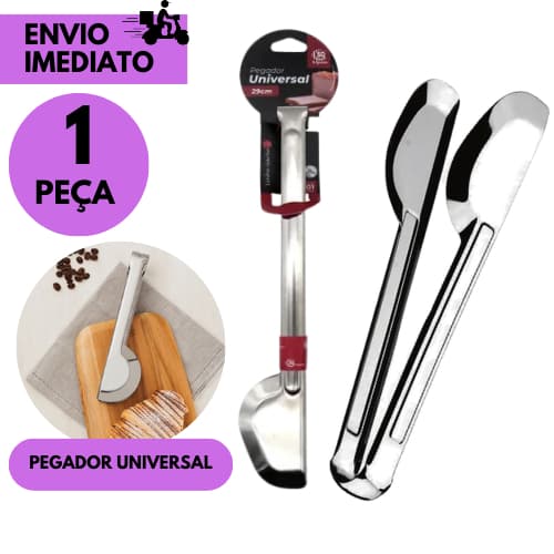 Pegador Universal Inox 20cm Multiuso Cozinha Salada Gelo Massa Churrasco Frios Resistente