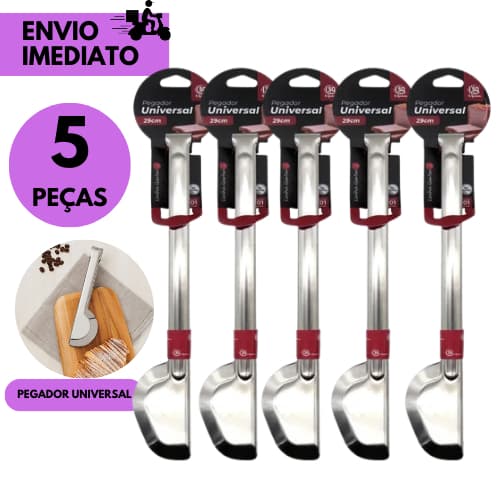 Kits 5/4 ou 2 Pegador Universal Inox 20cm Multiuso Cozinha Salada Gelo Massa Churrasco Frios Resiste