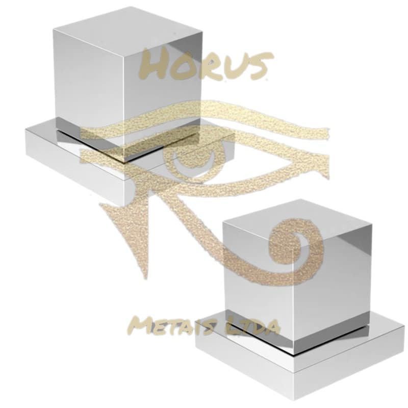 Kit 2 Acabamentos de Registro Banheiro Quadrado Padrão Deca Cromado Metal