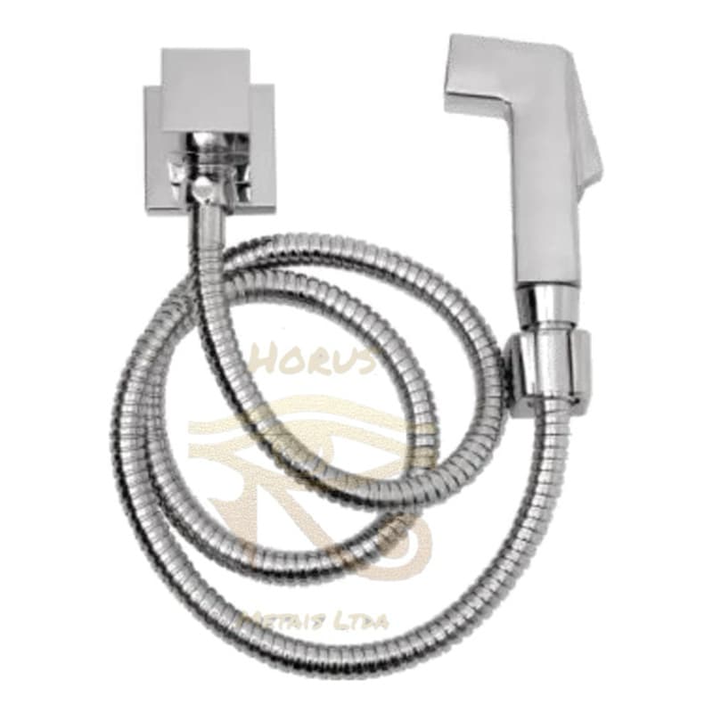 Ducha Higiênica Quadrada Luxo Metal Cromada Completa ¼ Volta