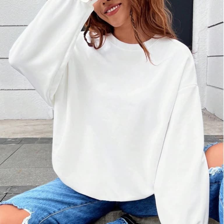 Blusa de Frio Moletom Feminina Premium Gola Careca Redonda Liso Sem Capuz