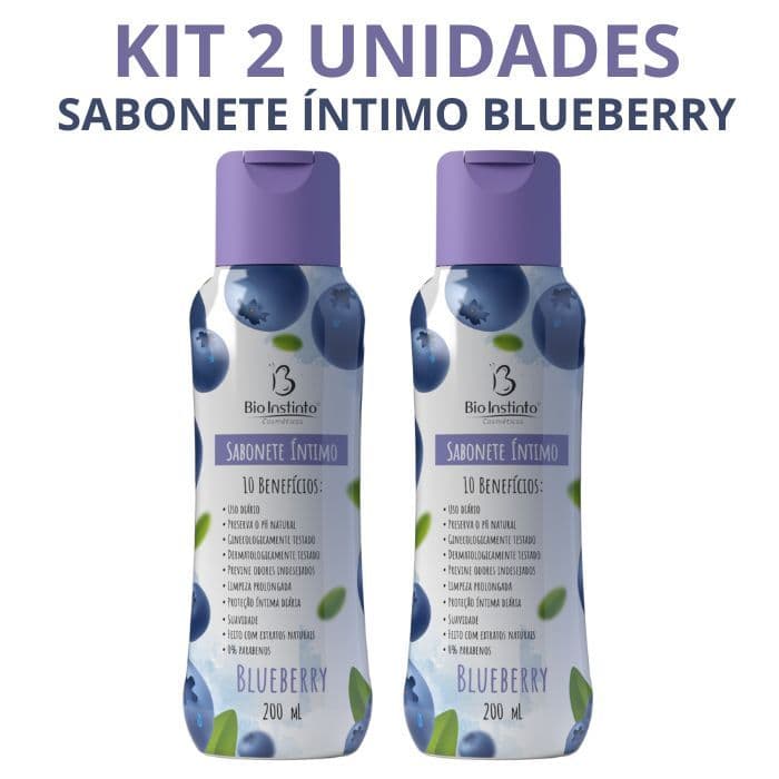 Kit 2 Un Sabonete Intimo Feminino Blueberry 10 Beneficios Bio Instinto 200ml