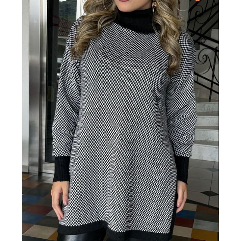 Poncho Trico Vest Legging Quadriculado outono Inverno