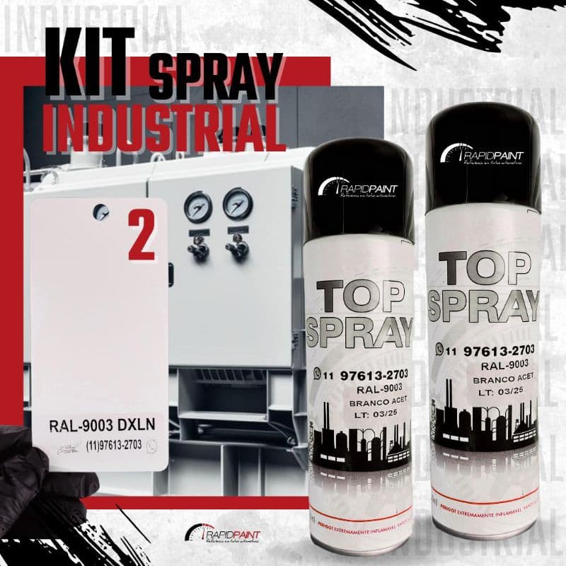 KIT 2 SPRAY BRANCO RAL-9003 INDUSTRIAL TOP SPRAY