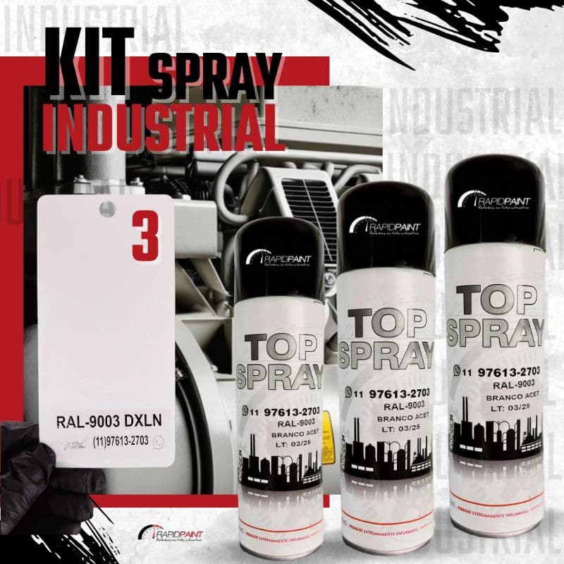 KIT 3 SPRAY BRANCO RAL-9003 INDUSTRIAL TOP SPRAY