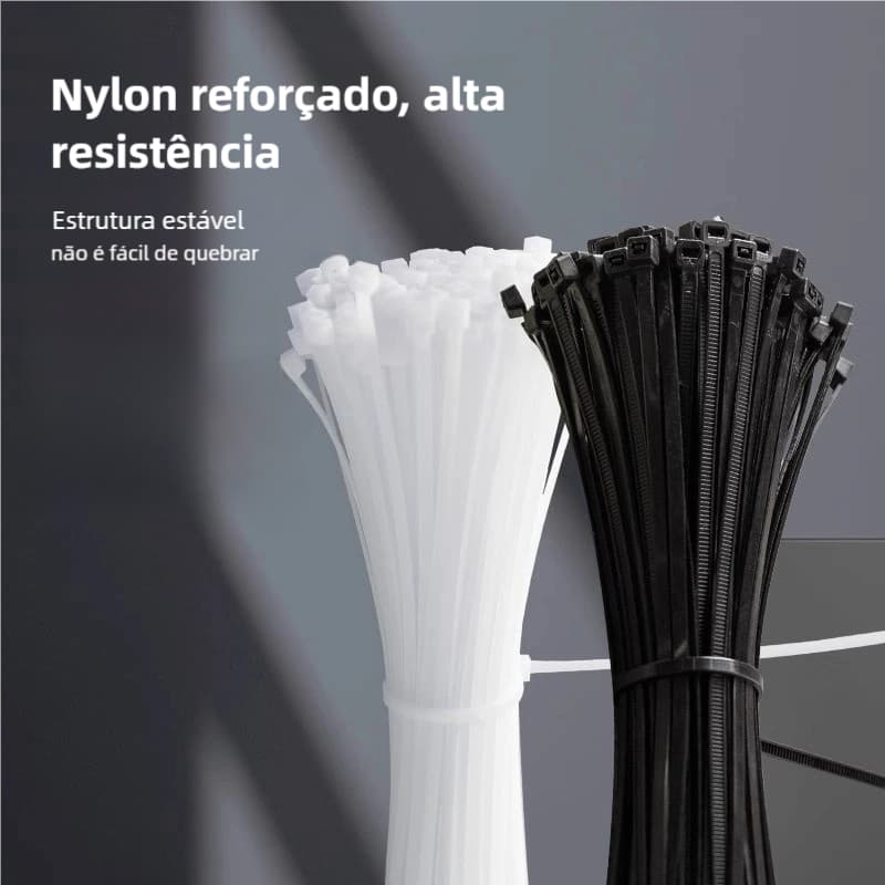 10cm/15cm/20cm/25cm/30cm Kit 100/200/300 Abraçadeira de Nylon Enforca Gato Braçadeira Cintas Plásticas Branca