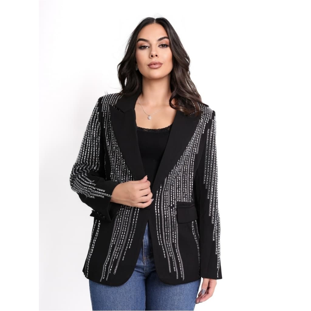 Blazer Feminino   feminino  Casaco Social com Strass Artesanal  SH09