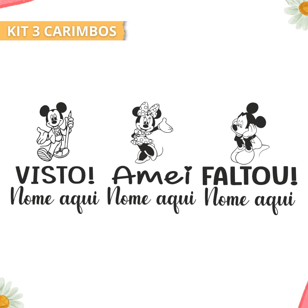 Kit com 3 carimbos grandes - Carimbos Professores. Kit de carimbos