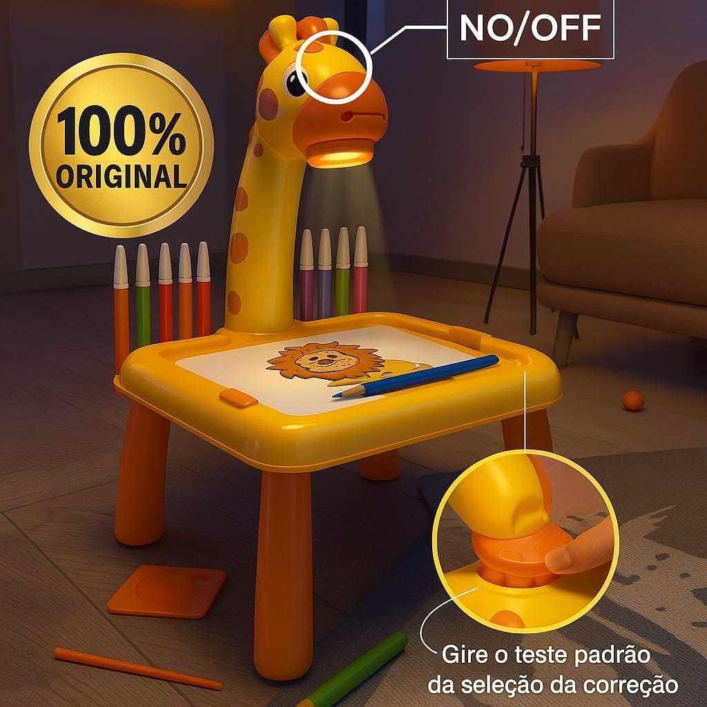 Mesa Projetora Infantil Desenhos Girafinha Brinquedo p/Desenhar Original Pais e Filhos Promoção!