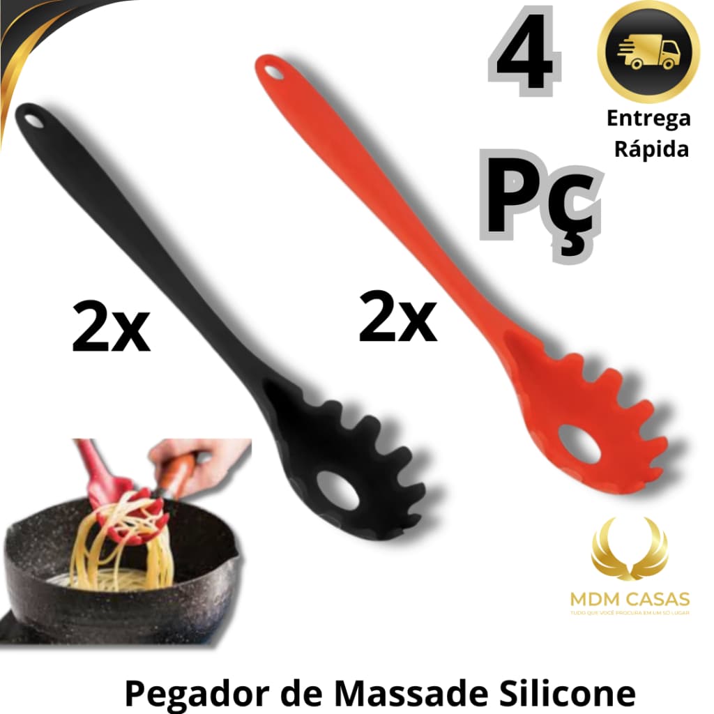Pegador de Massas Silicone Cabo Longo Utensílio Casa Cozinha Restaurante Buffet Pegador Massas