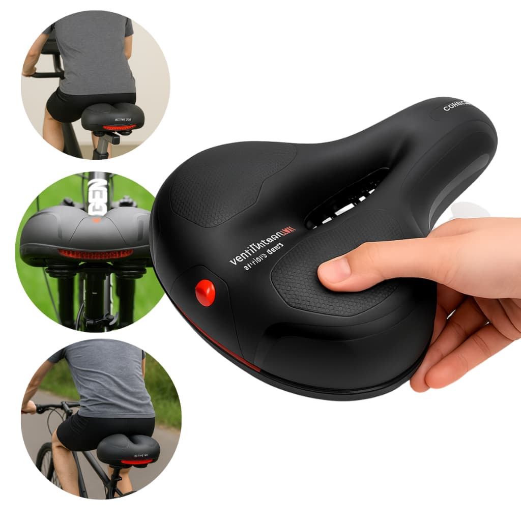 Assento De Bicicleta Banco Selim Super Confortável Selim Largo Bicicleta C/sinalizador Refletivo