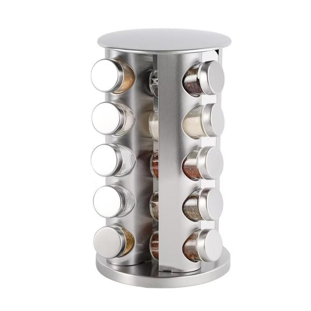 Porta Temperos Redondo Giratório Vidro Suporte Inox Caneta+ Adesivo