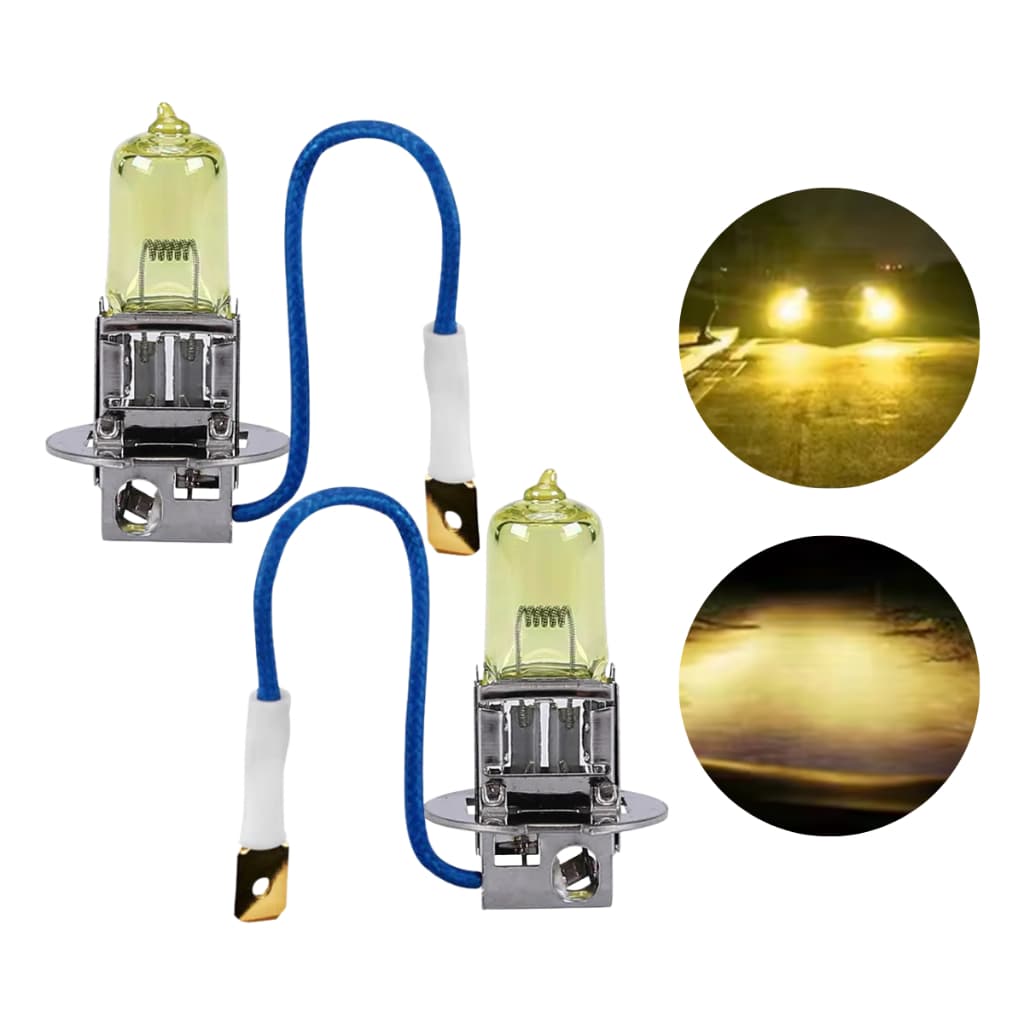 Par De Lâmpada H3 55W 12V 3000K Nevoeiro Amarelo Halógena Gold Vision Neblina