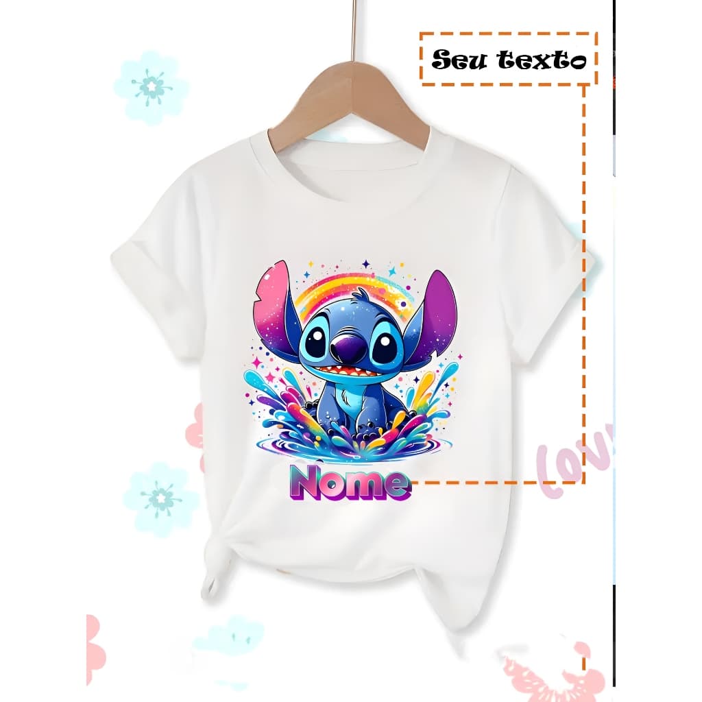 Camiseta Lilo stitch customizada com Nome Infantil ao adulto 2 ao GG