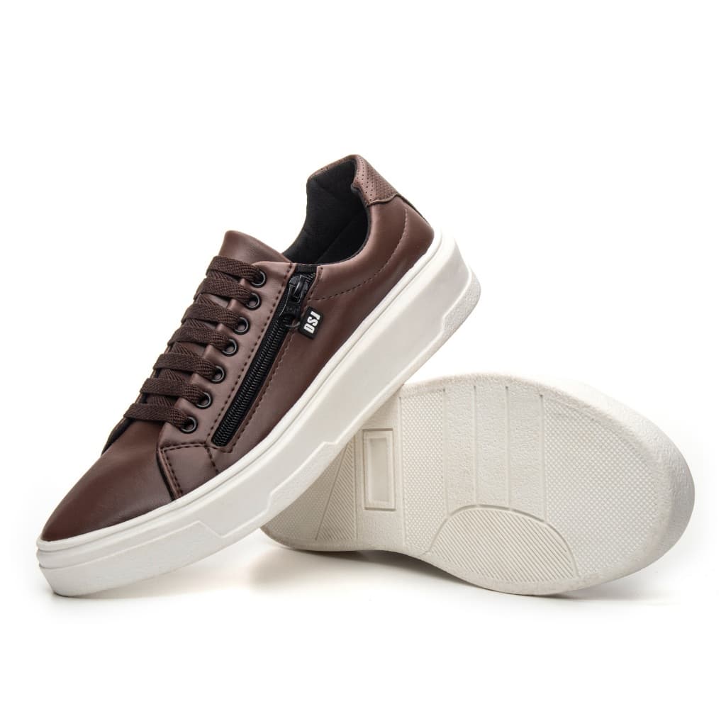 Tênis Sapatênis Masculino com Sola Alta - Design Urbano com Zíper na Lateral Sofisticado