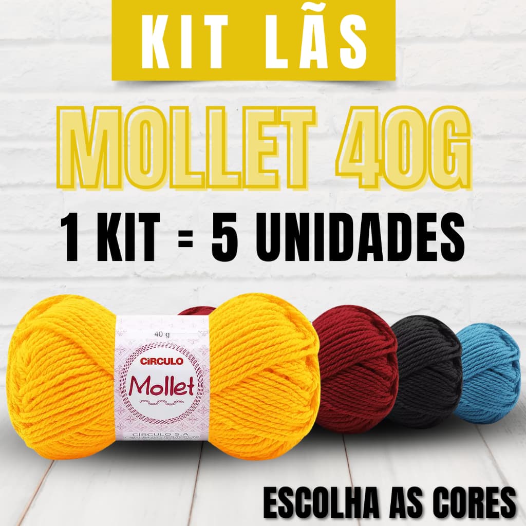 Kit Lã Mollet 40g Circulo- Cores Lisas e Mescladas