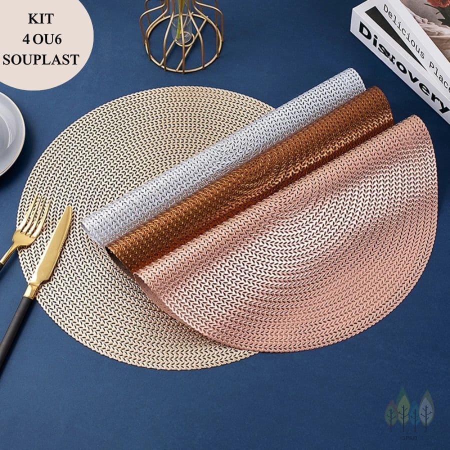 Kit Jogo Americano 4 ou 6 unidades Souplast Redondo para Mesa de Jantar