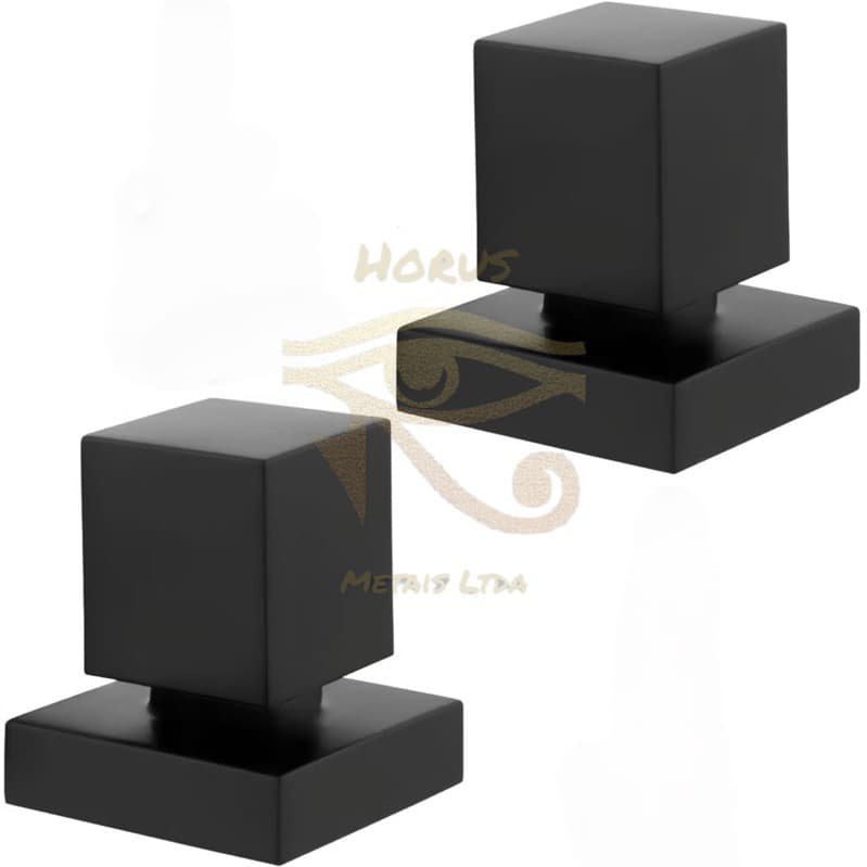 Kit 2 Acabamentos de Registro Banheiro Quadrado Padrão Deca preto Metal