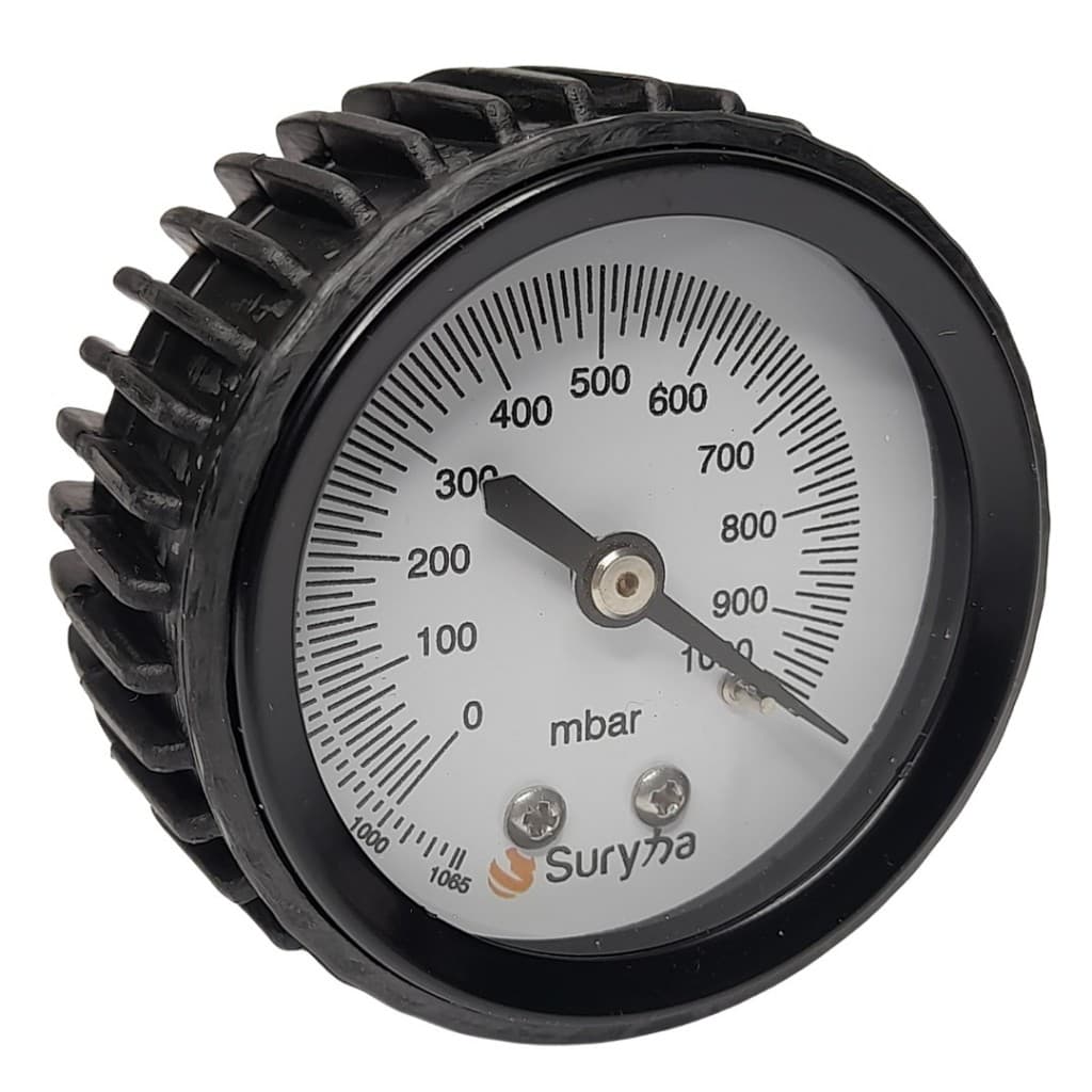 Vacuômetro Analógico Suryha 80150069, Conexão 1/8 NPT, Diâmetro 60mm, Para Bombas de vácuo, milibar