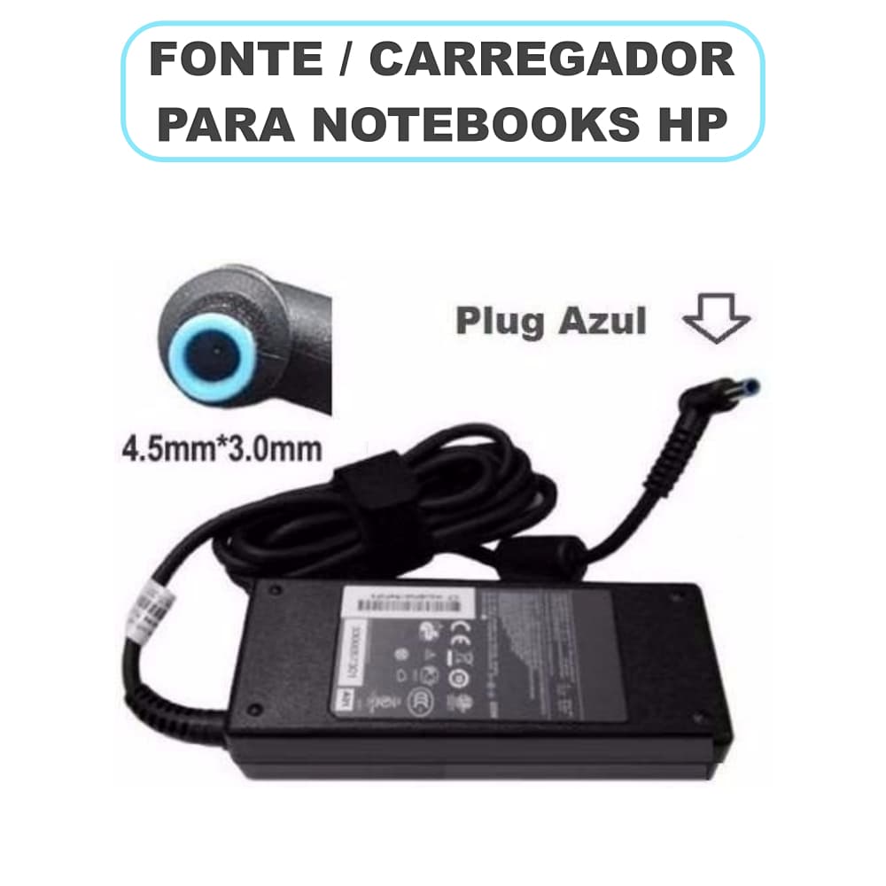 Fonte Notebook 19,5V x 3.33A – Plug 4.5 x 3.00mm - Fonte Carregador para Notebook - Plug Azul
