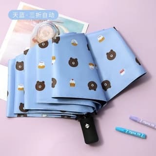 Novo Estilo Urso Guarda-Chuva Preto Cola Protetor Solar Sombrinha 30 % Off Automático Ensolarado Marrom Sol YS-553
