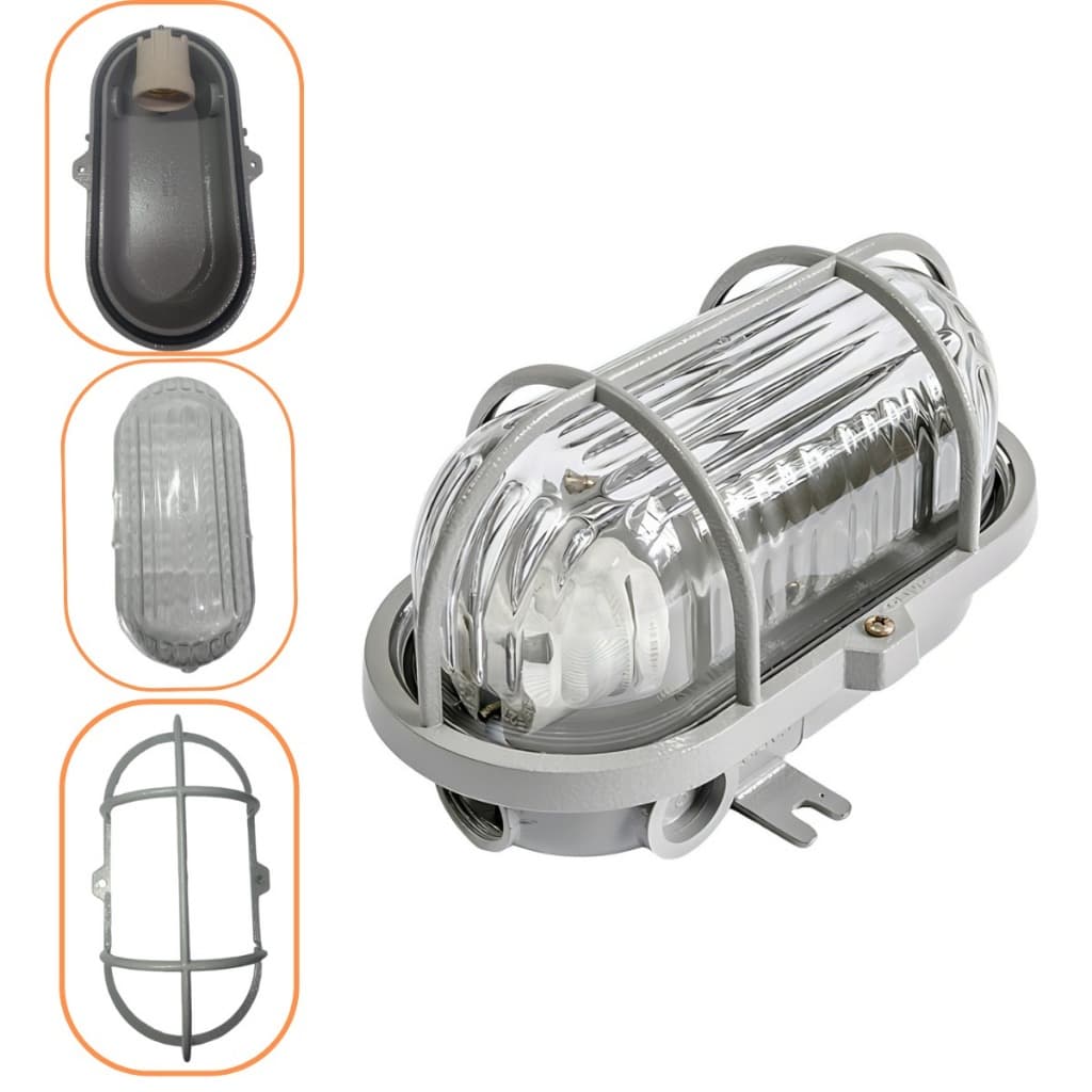 Arandela Tartaruga Blindada de Aluminio Cinza Olivo 110v/220v (bivolt) Reforçada