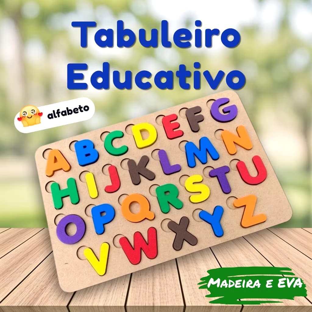 Tabuleiro Alfabeto Brinquedo Escolar Pedagógico Educativo Madeira E Eva Alfabetização Montessori