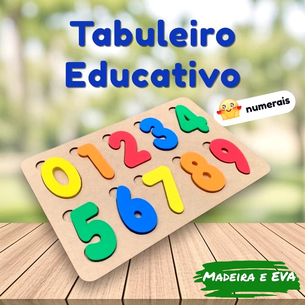 Tabuleiro Números Brinquedo Escolar Pedagógico Educativo Madeira E Eva Alfabetização Montessori