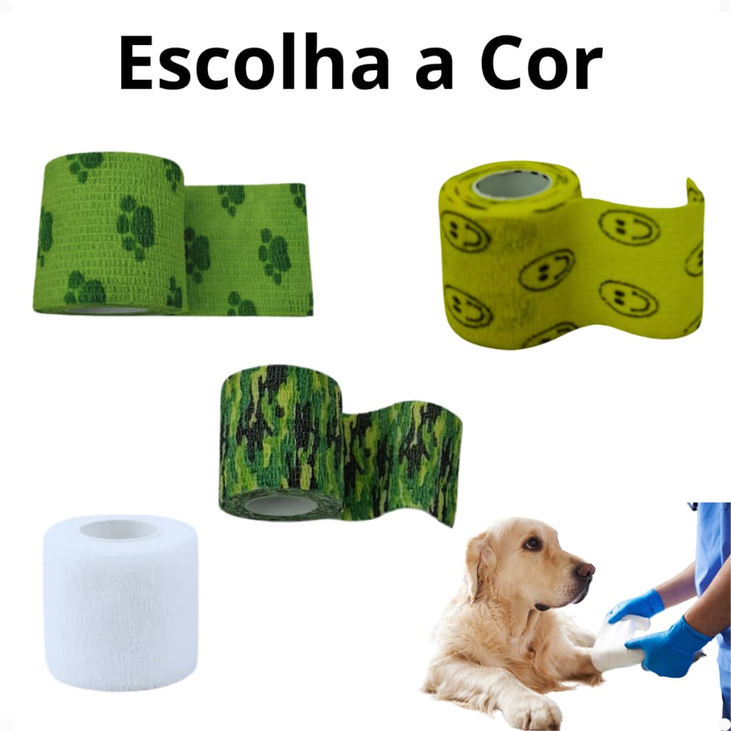 Bandagem Atadura Elastica Flexivel Cão Cães Gato Pet Curativo Crossfit Thumb Tape Finger Fita
