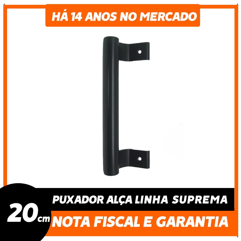 Puxador Porta Esquadria Alumínio Madeira Vidro Ferro Preto 20cm