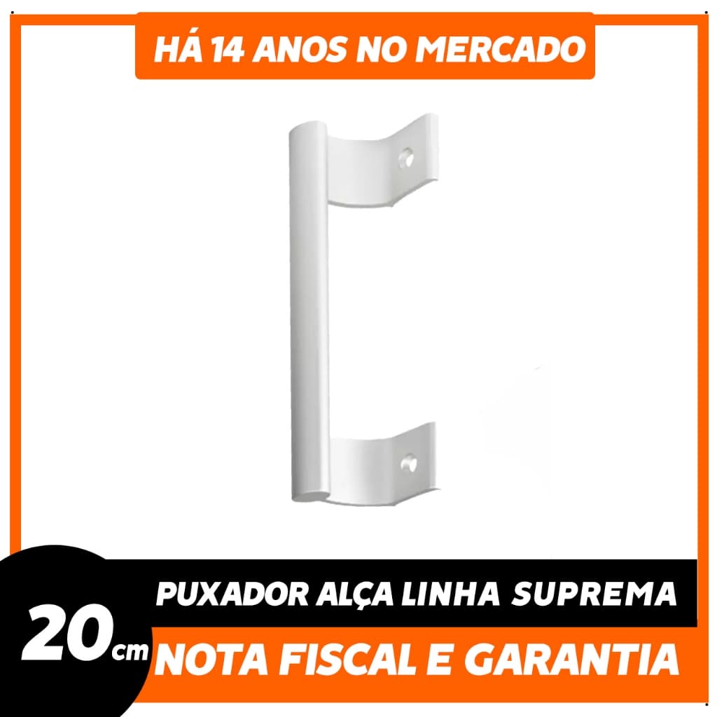 Puxador Porta Esquadria Alumínio Madeira Vidro Ferro Branco 20cm
