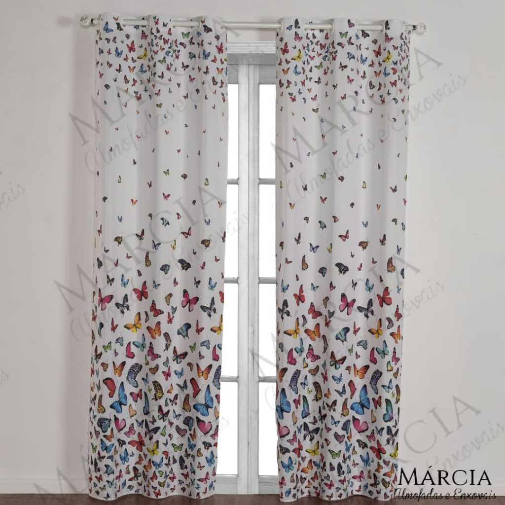 Cortina Borboleta Longa Luxo Sala Quarto 2,00 x 2,50 Metros Casa e Decoração
