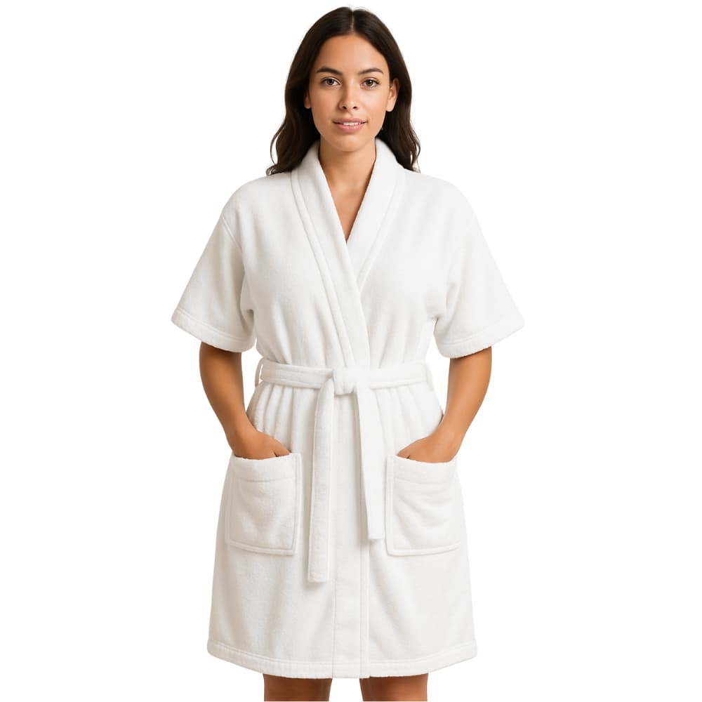 Roupão Saida de Banho Algodao Conforto Unisex Toque Macio Suave Ajustavel Banheiro Quarto Piscina