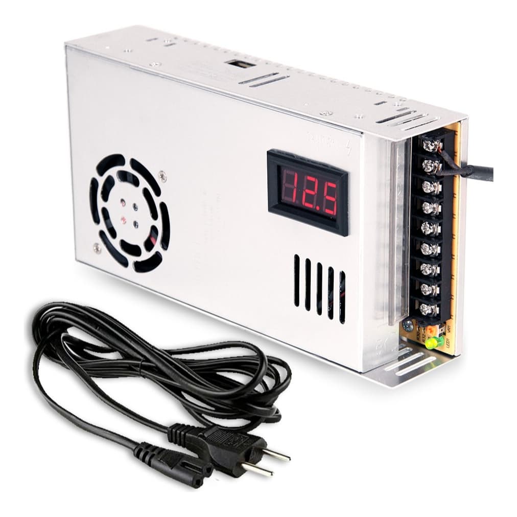 Fonte Chaveada 600w 50 Amperes 12 Volts + Voltimetro + Cabo Para Som Automotivo fita de led