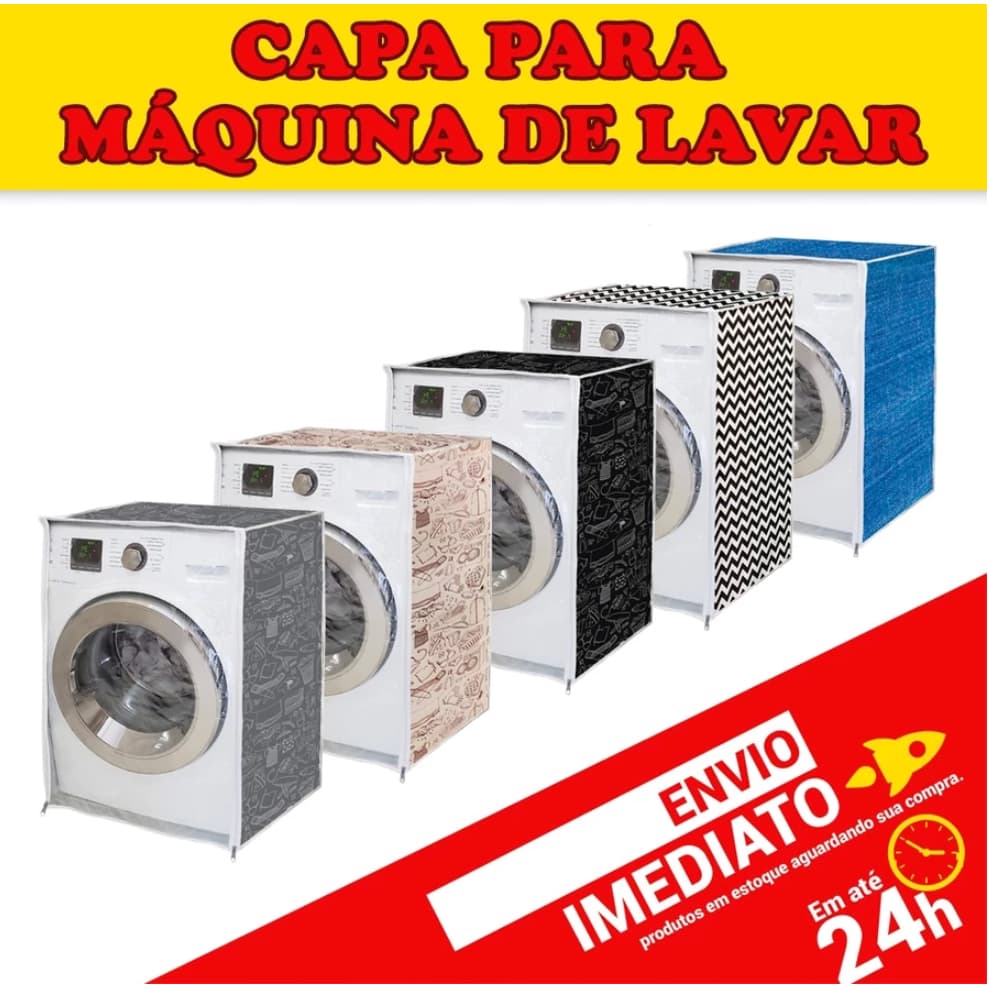 Capa Maquina de Lavar c/ Zíper Proteção Total Abertura Frontal Electrolux Brastemp Consul