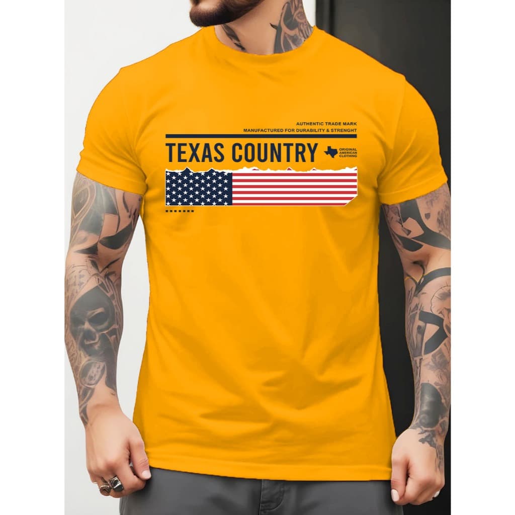 Camisa Masculina Country Estilo Texas Farm Country Boiadeiro Rodeio Camiseta Plus Size 100%Algodão