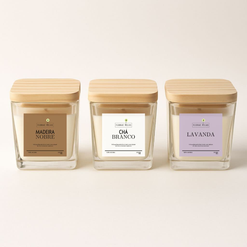 Vela Aromatica 50g Perfumada Decorativa Vegetal kit com 3 unidades variados
