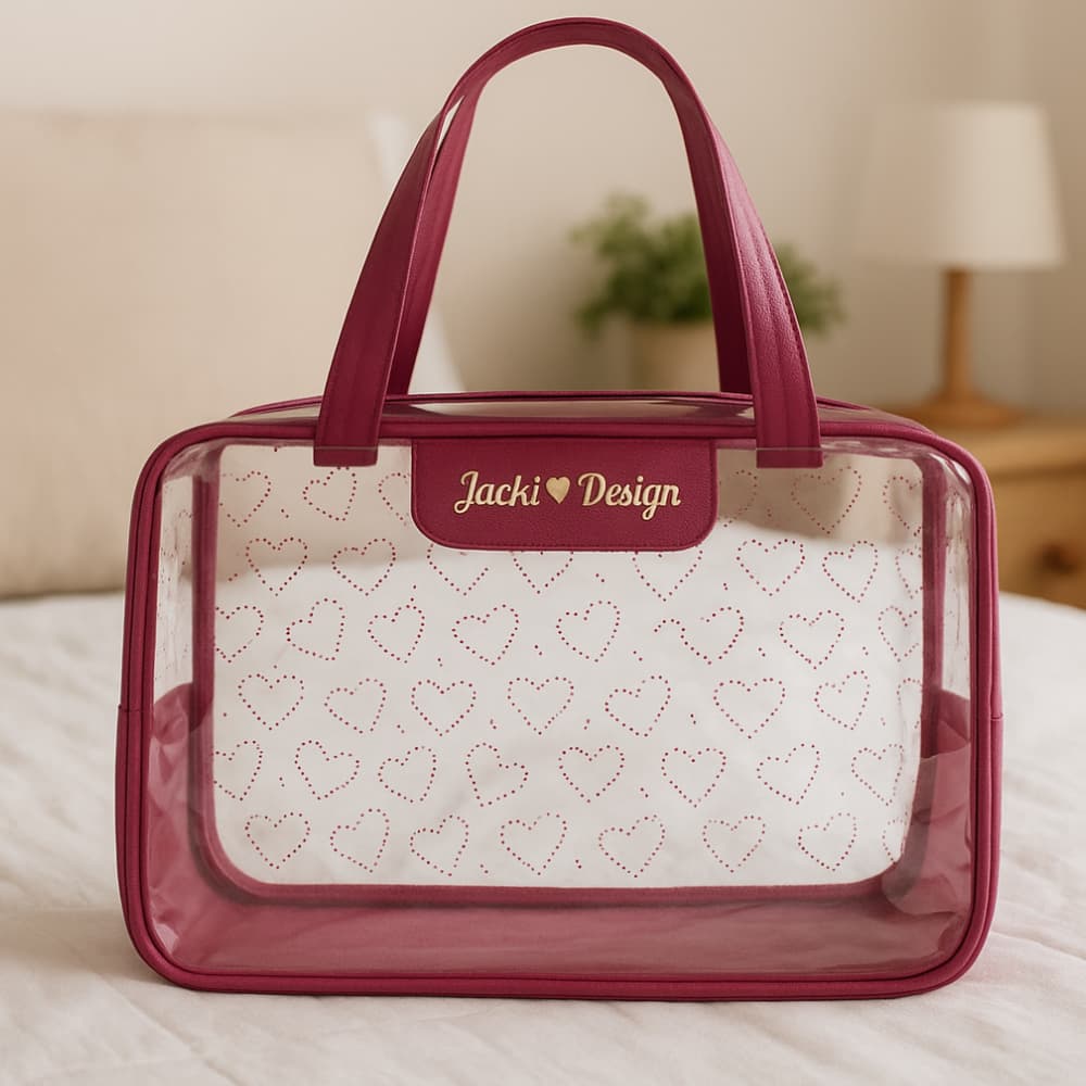 Bolsa Transparente Coleção LOVE Jacki Desing Perfeita para o dia a dia, praia ou piscina
