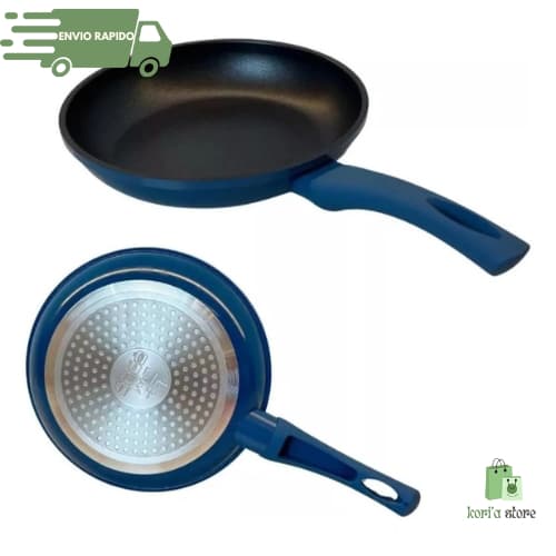 Frigideira Cerâmica Indução Gás Frita Sem Óleo Antiaderente Azul