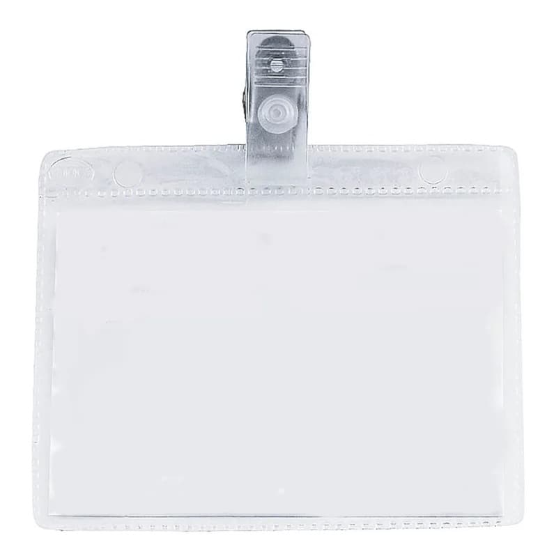 Cracha com grampo atacado porta indentificação plastico proteção clips presilha jacare horizontal