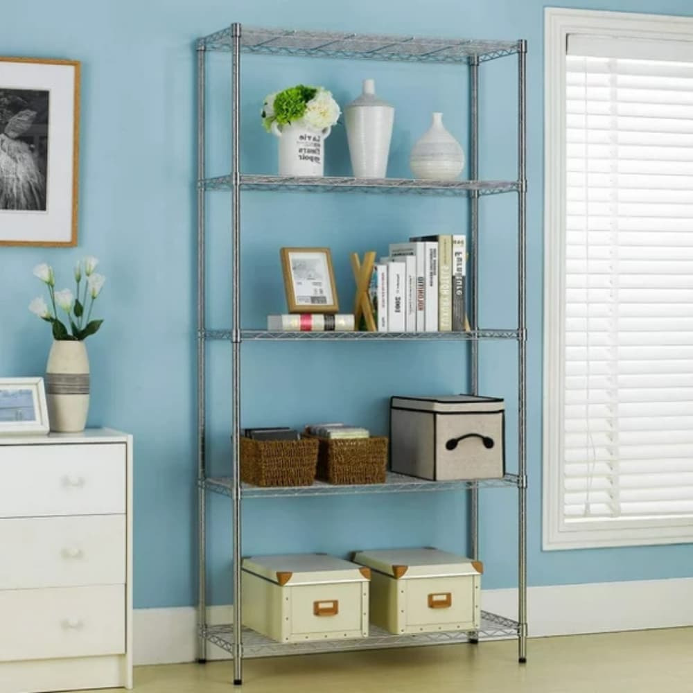 Estante De Aço Cromado 5 Prateleiras Rack Aramado 90X35X180