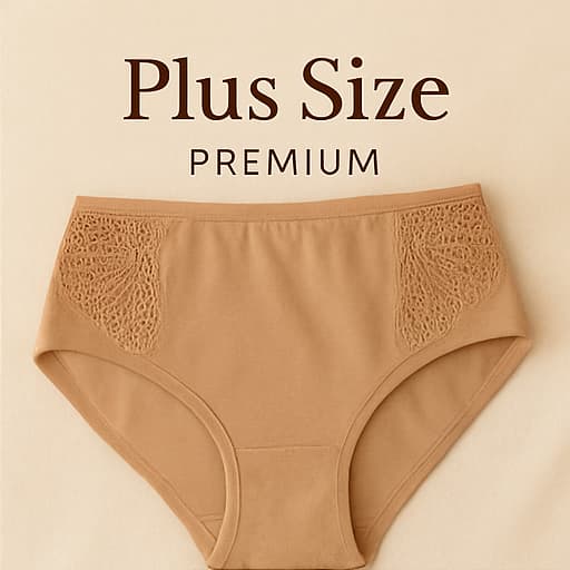 Kit 5 Calcinhas Plus Size Detalhes em Renda Premium