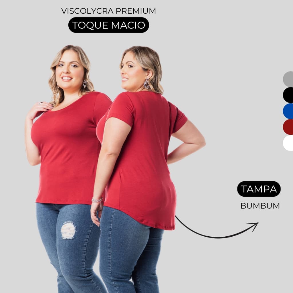 Blusa Mullet Alongada Feminina Plus Size Tampa Bumbum Academia 1126-Drop